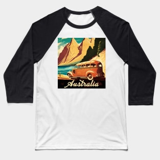 Australia Coastline Mountains Vintage Travel Art Poster Baseball T-Shirt